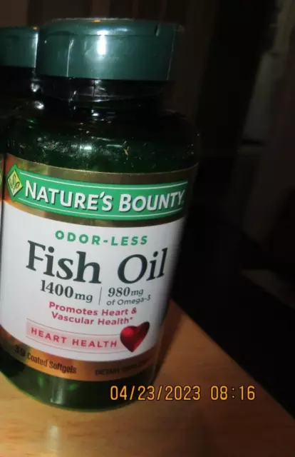 Nature's Bounty Fish Oil 1400mg Omega 3 980mg Heart Health Support Softgels 39ct