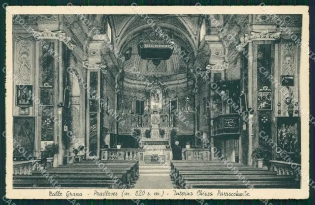 Cuneo Pradleves Interno Chiesa Parrocchiale cartolina MT6331