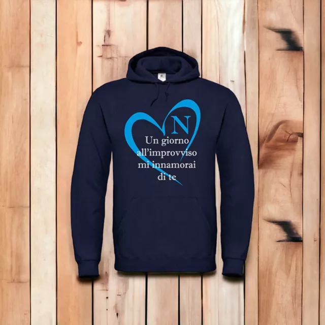 Felpa REPLICA Calcio Napoli Coro Un Giorno all'improvviso Cuore BLU NAVY