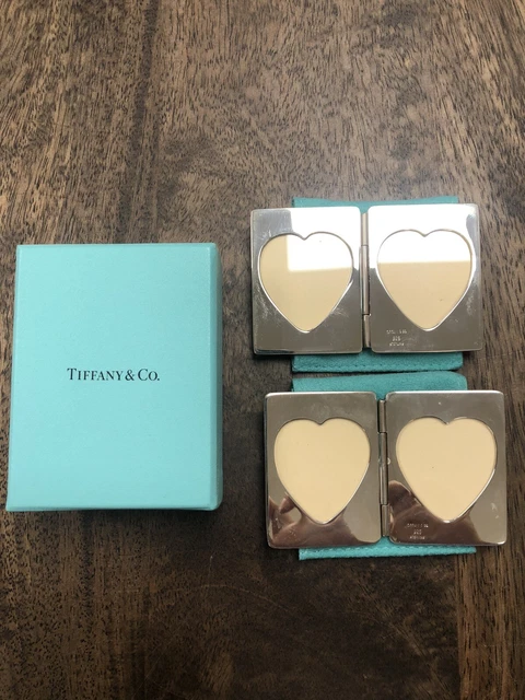 Tiffany & Co Sterling Silver Folding Travel Double Heart Cutout Picture Frame