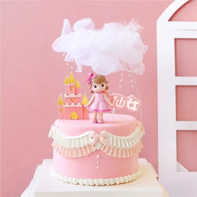 Cake Decoration Little Princess Plastic Pink Bow Girl Cute Figurine