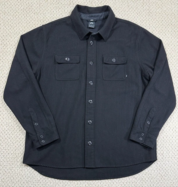 NIKE SB HOLGATE Shirt Mens 2XL Black Long Sleeve Flannel Wool Blend Skate BV0889 62.99 PicClick