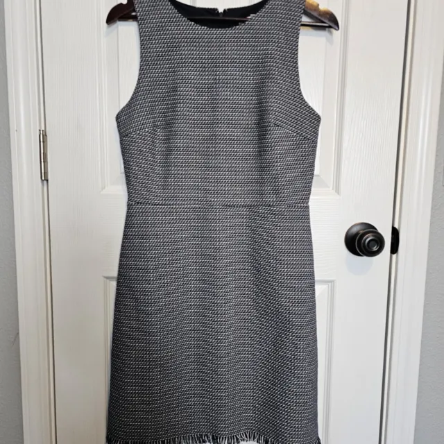 Loft Tweed Flinge Hem Sleeveless Casual Shift Sheath Dress Size8