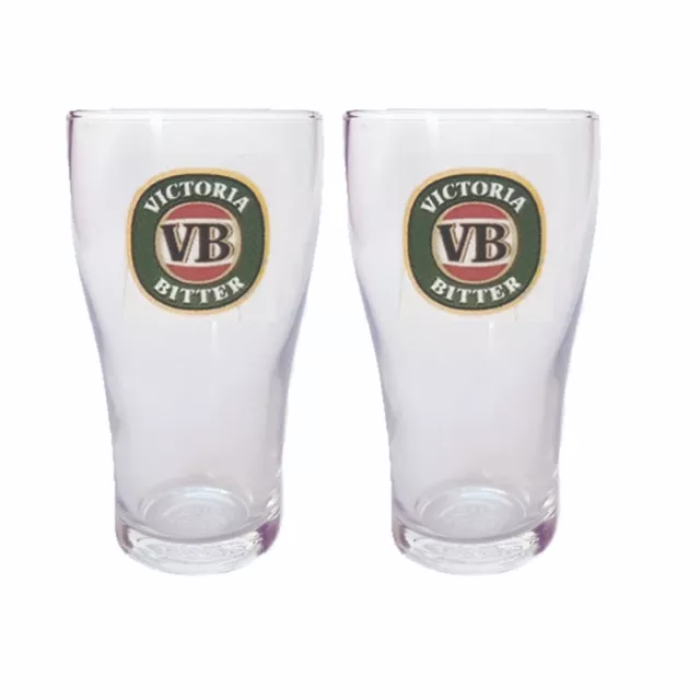 VB Victoria Bitter 2 x Washington Beer  Glasses 435ml BNWOB Man CAVE AUSTRALIAN