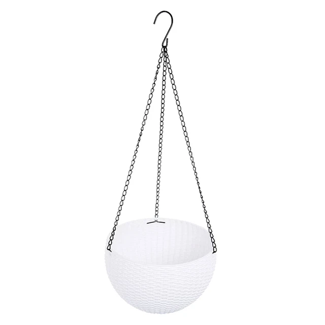 Kunststoff Blumentopf Hängen Korb Balkon Garten Pflanze Pflanzer Kette Weiß
