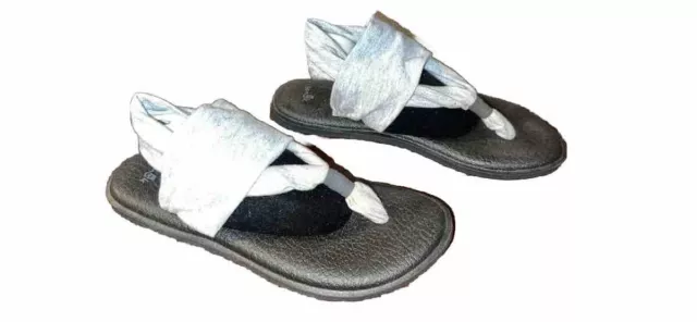 Sanuk Yoga Sling Womens 8 Gray, Comfort Jersey Stretch Strap Flip Flop Sandals.