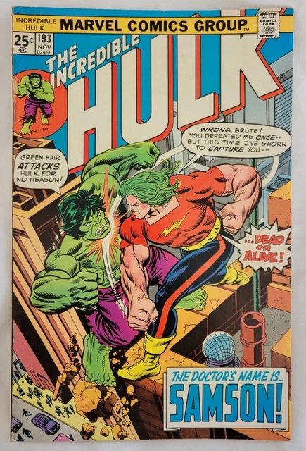 Incredible Hulk  193  F/VF  High Grade  Doc Samson  General Ross  Glen Talbot