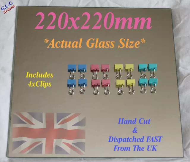 220 x 220mm Mirror Glass Plate For Heated 3D Printer Bed W Clips Creality Anet