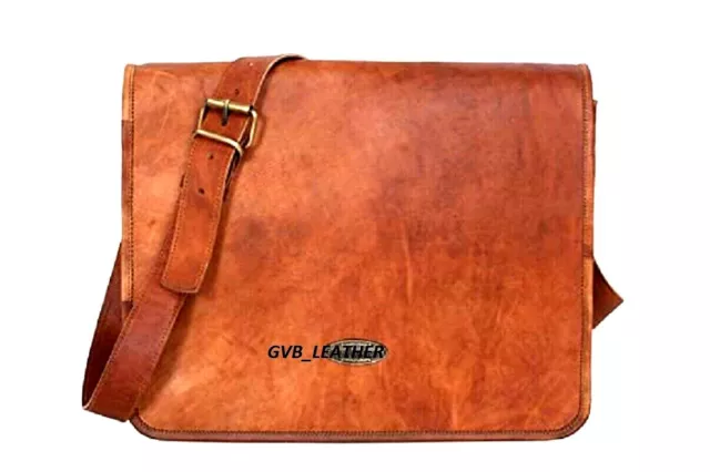 18" Men's Genuine Vintage Leather Messenger Shoulder Laptop One of the Best Bag
