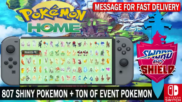 Pokemon Home 807+ Pokemon Complete National PokeDex & Tons Of Event Pokemon