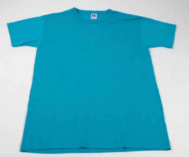 VINTAGE RUSSELL ATHLETIC Turquoise Blue Blank T-Shirt Size M 90s Made ...