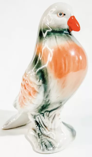 Vintage Made In Brazil Earthenware Lustrous Iridescent Pigeon Bird Figurine