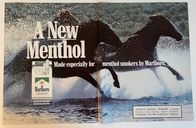 1988 Marlboro Menthol Cigarette Running Horses Vintage 2 Page  PRINT AD