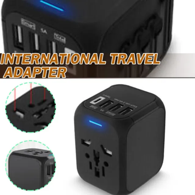 International Travel Adapter 3 USB Type-C Wall Power Charger 5A Worldwide K 3
