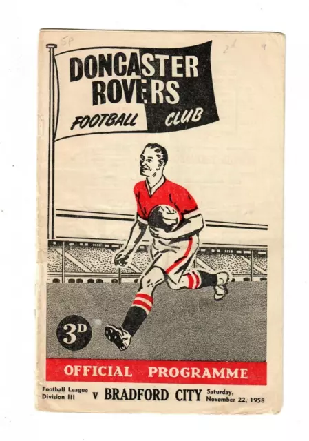 2 x 1958/59 Doncaster Rovers v (1) Bradford City (2) Halifax Football Programmes