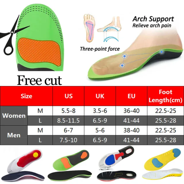 Memory Foam Orthopaedic Unisex Shoe Insoles Pads Trainer Foot Feet Comfort Heel 2