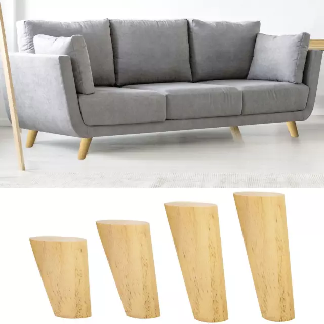 4 piezas, pies de repuesto en ángulo de madera para muebles de madera dura para sofá