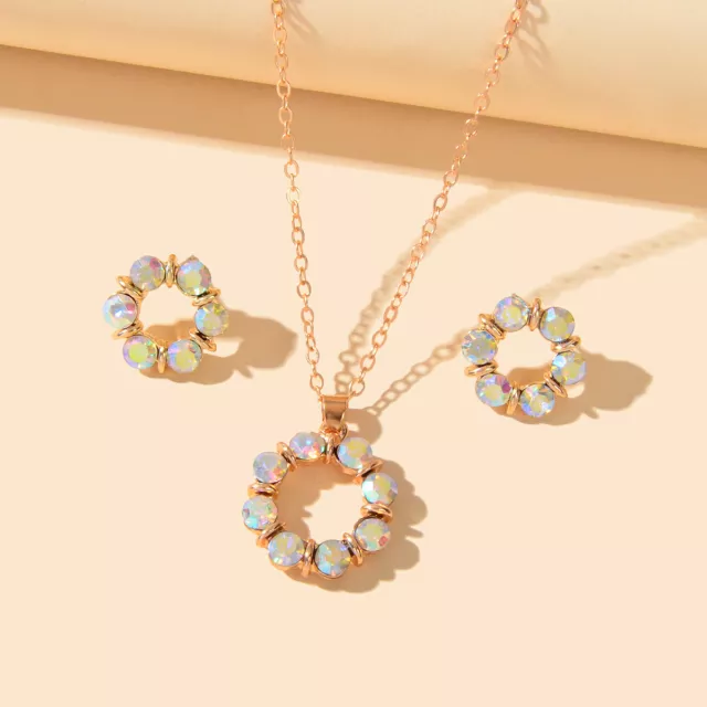 Fashion Crystal Necklace Earrings Bridal Bride Wedding Rhinestone Jewellery Set