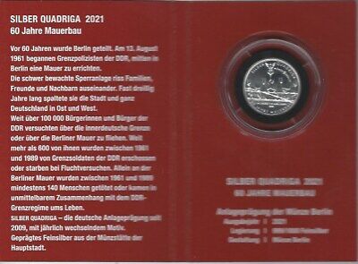 BERLIN Médaille Argent 1/4 Once Quadriga 2021