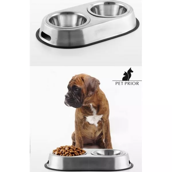 Comedero-Bebedero antideslizante para Mascotas (Perros-Gatos-Conejos),acero inox