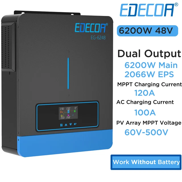 Contrôleur de charge MPPT intelligent, onduleur solaire hybride 5 kVA, entrée 48 V, sortie 220 V CA, convertisseur CC/CA