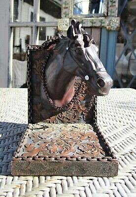 Vintage Heavy Resin Painted Horse Head Bookend 6"