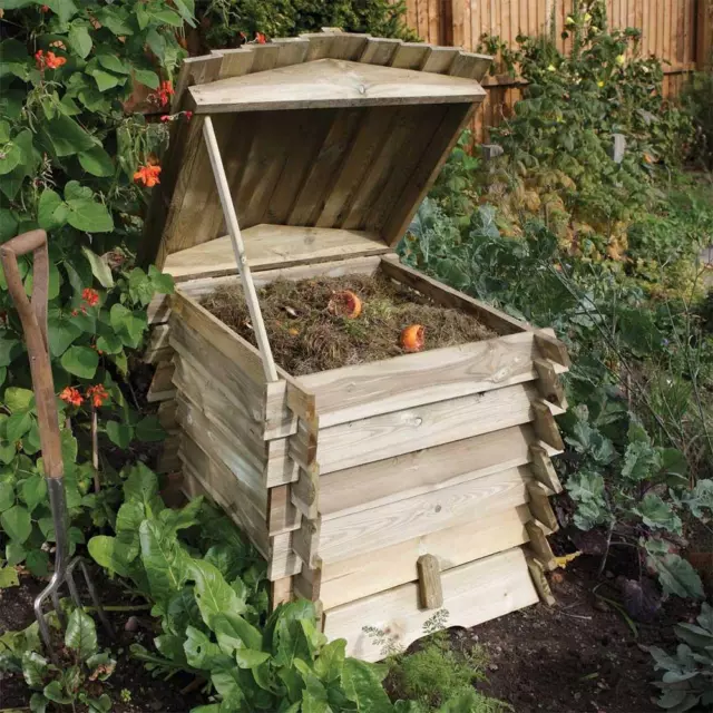 Garden Compost Bin 211L Wooden Beehive Composter Garden Kitchen Waste