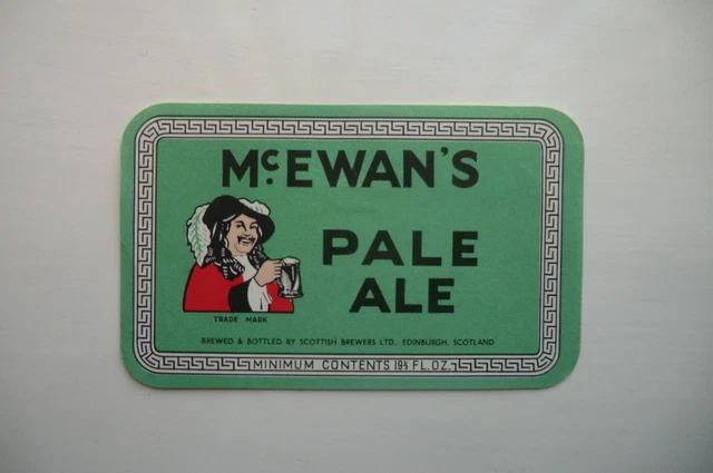 MINT Mc EWAN'S EDINBURGH PALE ALE BREWERY BEER BOTTLE LABEL T3
