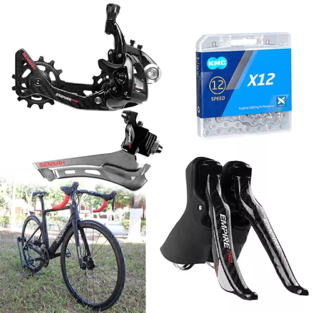 Kit cambio bici da corsa Sensah 2x12 marce convertitore anteriore e posteriore + leva del cambio + catena