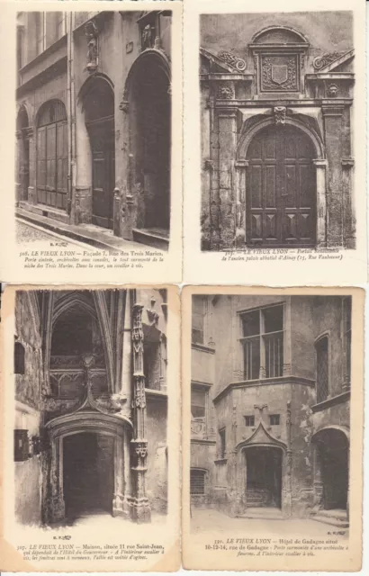 Lot de 4 cartes postales anciennes old postcards LYON VIEUX LYON 7