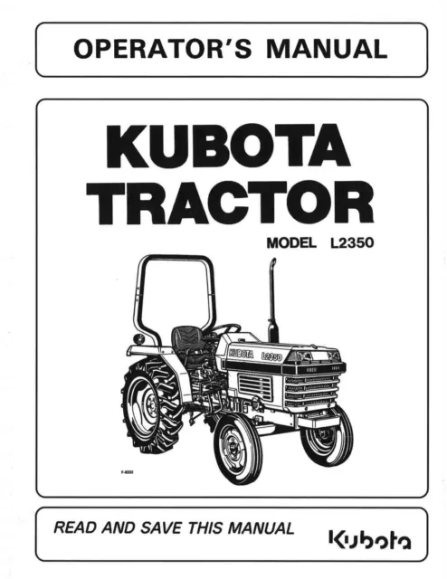 2350 Operators Instruction Maintenance Manual Kubota Tractor L2350