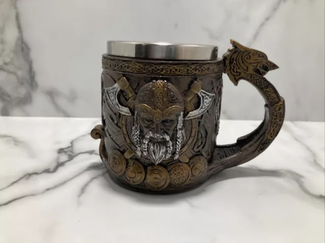 Norse Viking Thor Mjolnir Hammer With Longship Dragon Boat Coffee Mug