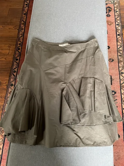 REISS Khaki frill ruffle skirt size 12 Work Office Summer