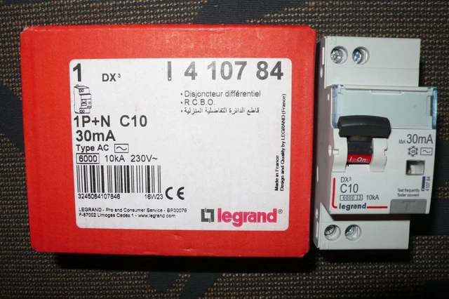 Disjoncteur Différentiel Legrand 20A 30mA Type AC - 1P+N, Occasion Testé Fonctionnel, Sans Emballage