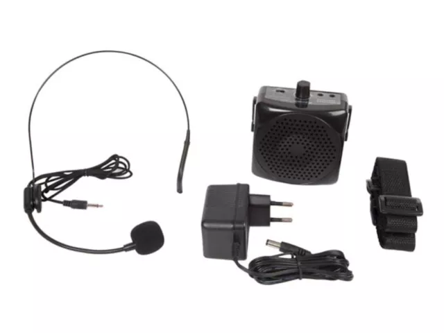 Amplificateur de voix portable, avec micro-casque et ceinture, 5 W, noir