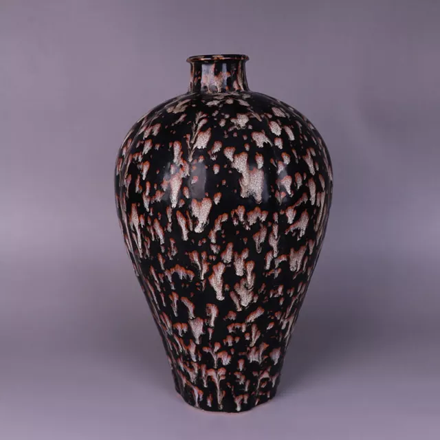 Chinese Porcelain Song Jizhou Kiln Black Glaze Kiln Change Plum Vases 11.61 Inch