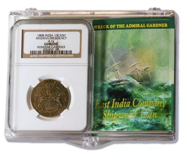 NGC 10 Cash Coin Admiral Gardner Shipwreck East India Company High Grade BOX