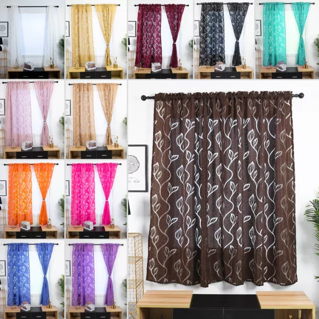 Single Slot Top Rod Pocket Sheer Curtains Shading Window Drape for Bedroom Decor