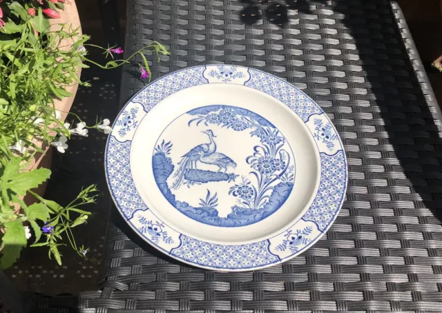 White & Blue Plate With Crane birds, Wood & Sons 'Yuan', Blue Transferware Plate