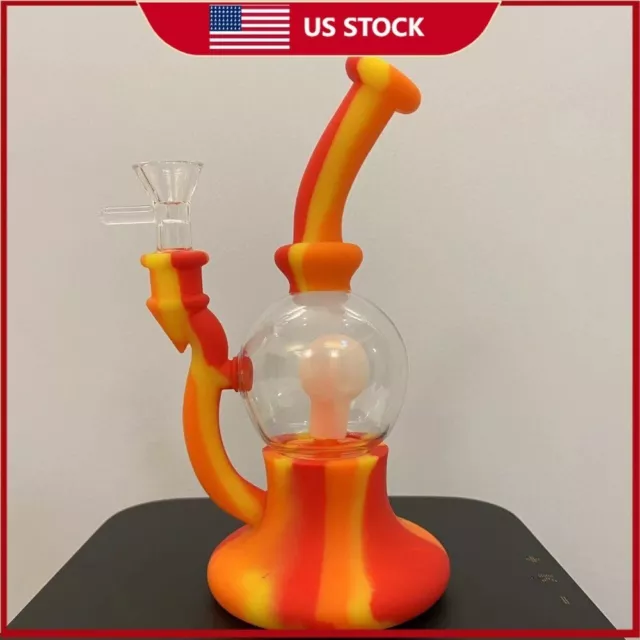 Light bulb Silicone Water Pipe Smoking Shisha Hookah Bubbler Filter Bong W/ Bowl