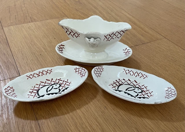ANCIENNE SAUCIERE XIXEME FAÏENCE LUNEVILLE KG POITOU faience de l'Est