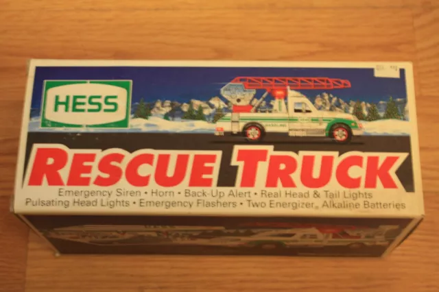 1994 Hess Toy Rescue Truck Emergency Ladder Lights & Sounds New In Box
