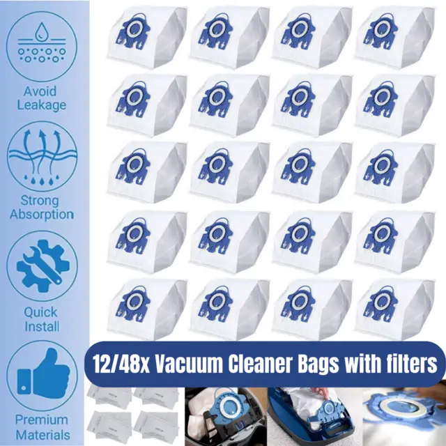 12/48x Vacuum Cleaner Bags For Miele 3D GN COMPLETE C2 C3 S2 S5 S8 S5211 Models