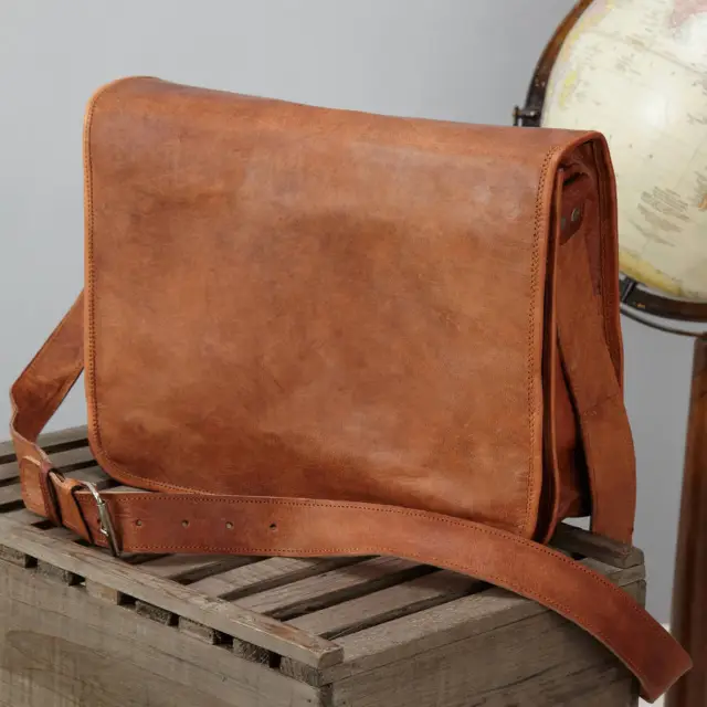 Mejor Vintage Toro Bolso de Cuero Hombre Maletín Funda Portátil Messenger