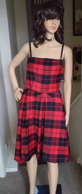 Dolce Gabbana Runway Red Tartan Bustier Dress, Size 8 UK Dolce Gabbana Runway Red Tartan Bustier Dress, Size 8 UK