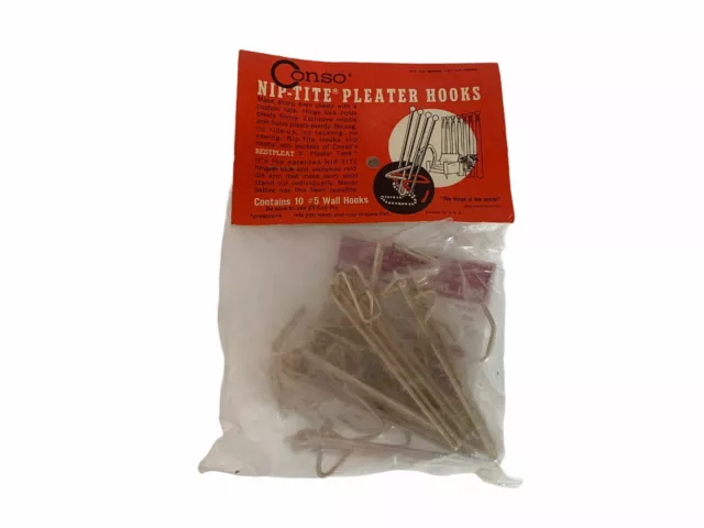 Conso Nip-Tite Pleater Hooks Contains 10 Hooks #5 Ceiling Hook New Old Stock