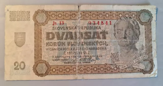 Slowakei 20 Korun 1942 slovenska republika