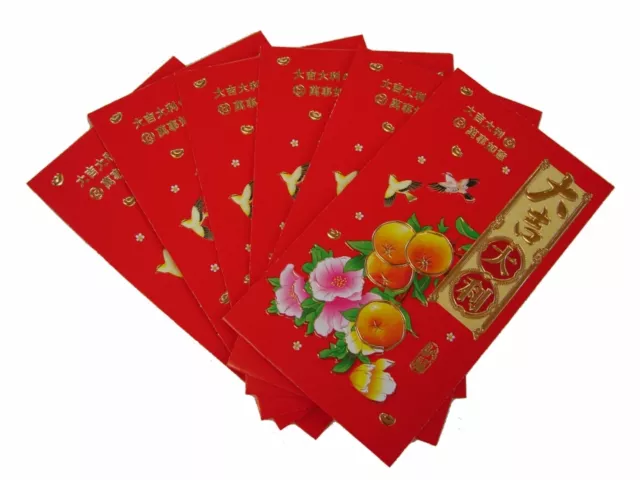 60PCS Grande Cinese Nuovo Anno Soldi Buste Hongbao Rosso Pacchetto W/Mandarino
