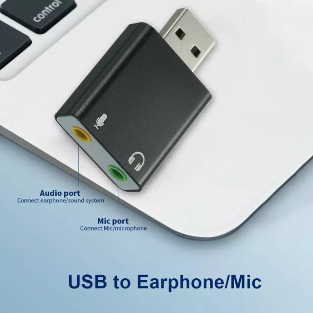 USB 2.0 to 3.5mm Jack Stereo External 3D Sound Card Audio Mic Headphone Adapter 3