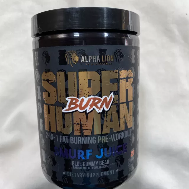 ALPHA LION SUPERHUMAN BURN PreWorkout, Fat Burner Smurf Juice Exp 10/